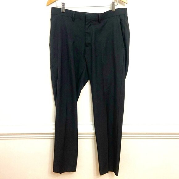 Haggar Dress Pants Premium Stretch Slim Fit Black 34x30 Neutral Career - Picture 1 of 4